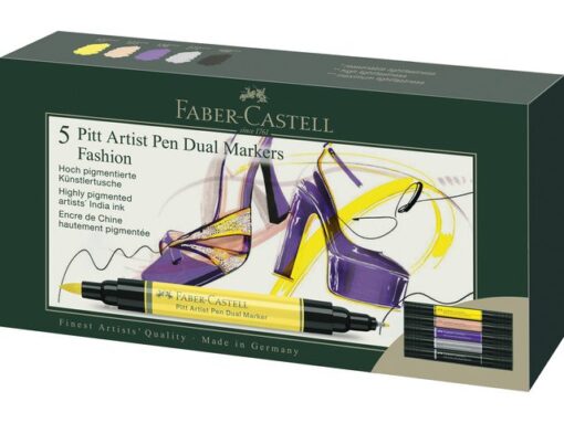 Inkttekeningen hebben een zeer lange artistieke traditie. Het is altijd een interessant medium geweest voor kunstenaars en grafici, het geeft tekeningen expressie en duurzaamheid en kan ook worden gecombineerd met vele andere tekentechnieken. Faber-Castell heeft alle voordelen van tekeninkt gecombineerd met de voordelen van een moderne, gemakkelijk te gebruiken multifunctionele marker - de Pitt Artist Pen duo marker. De gepigmenteerde en zeer lichtechte tekeninkt is ideaal voor schetsen, tekeningen, lay-outs, modeontwerp en illustratie. Doordat deze marker 2 punten heeft maakt het de mogelijkheden eindeloos. De brushpunt is fijn en flexibel en uitermate geschikt voor artistieke werken terwijl je de andere in metaal gevatte punt (0.8mm) juist kunt gebruiken voor meer gedetailleerde tekeningen en schetsen. De permanente inkt is waterproof en drukt niet door het papier. Inhoud Fasion set 5 stuks. Kleurnummers: 107, 132, 136, 272, 199.