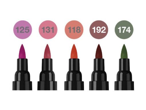 Inkttekeningen hebben een zeer lange artistieke traditie. Het is altijd een interessant medium geweest voor kunstenaars en grafici, het geeft tekeningen expressie en duurzaamheid en kan ook worden gecombineerd met vele andere tekentechnieken. Faber-Castell heeft alle voordelen van tekeninkt gecombineerd met de voordelen van een moderne, gemakkelijk te gebruiken multifunctionele marker - de Pitt Artist Pen duo marker. De gepigmenteerde en zeer lichtechte tekeninkt is ideaal voor schetsen, tekeningen, lay-outs, modeontwerp en illustratie. Doordat deze marker 2 punten heeft maakt het de mogelijkheden eindeloos. De brushpunt is fijn en flexibel en uitermate geschikt voor artistieke werken terwijl je de andere in metaal gevatte punt (0.8mm) juist kunt gebruiken voor meer gedetailleerde tekeningen en schetsen. De permanente inkt is waterproof en drukt niet door het papier. Inhoud Flower set 5 stuks. Kleurnummers: 125, 131, 118, 192, 174.