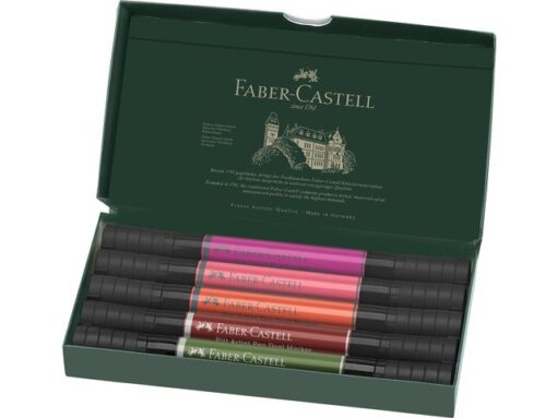 Inkttekeningen hebben een zeer lange artistieke traditie. Het is altijd een interessant medium geweest voor kunstenaars en grafici, het geeft tekeningen expressie en duurzaamheid en kan ook worden gecombineerd met vele andere tekentechnieken. Faber-Castell heeft alle voordelen van tekeninkt gecombineerd met de voordelen van een moderne, gemakkelijk te gebruiken multifunctionele marker - de Pitt Artist Pen duo marker. De gepigmenteerde en zeer lichtechte tekeninkt is ideaal voor schetsen, tekeningen, lay-outs, modeontwerp en illustratie. Doordat deze marker 2 punten heeft maakt het de mogelijkheden eindeloos. De brushpunt is fijn en flexibel en uitermate geschikt voor artistieke werken terwijl je de andere in metaal gevatte punt (0.8mm) juist kunt gebruiken voor meer gedetailleerde tekeningen en schetsen. De permanente inkt is waterproof en drukt niet door het papier. Inhoud Flower set 5 stuks. Kleurnummers: 125, 131, 118, 192, 174.