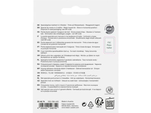 Tekstmarker Faber-Castell 46 metallic 4stuks goud, zilver,  roze, ruby in karton etui