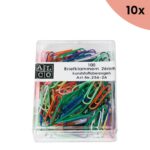 10x Paperclips Alco 26mm rond doos a 100 stuks assorti kleuren