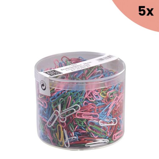 5x Paperclips Alco 26mm rond doos a 1000 stuks assorti