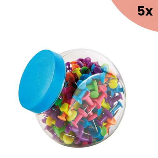 5x Pushpin Alco 150 st in schroefdop-box NEON-Kleur
