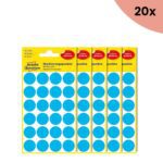20x Avery etiket Zweckform 18mm rond 4 vel a 24 etiketjes blauw