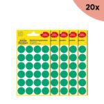 20x Avery etiket Zweckform 18mm rond 4 vel a 24 etiketjes groen