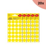 20x Avery etiket Zweckform 18mm rond 4 vel a 24 etiketjes geel