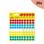 20x Avery etiket Zweckform 12mm rond blister a 270 etiketjes assorti