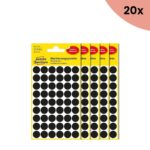 20x Avery etiket Zweckform 12mm rond 5 vel a 54 etiketjes zwart