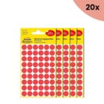 20x Avery etiket Zweckform 12mm rond 5 vel a 54 etiketjes rood