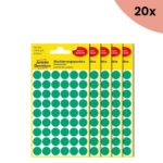 20x Avery etiket Zweckform 12mm rond 5 vel a 54 etiketjes groen