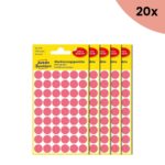 20x Avery etiket Zweckform 12mm rond 5 vel a 54 etiketjes lichtrood