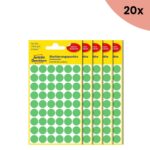 20x Avery etiket Zweckform 12mm rond 5 vel a 54 etiketjes lichtgroen