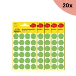 20x Avery etiket Zweckform 18mm rond 4 vel a 24 etiketjes lichtgroen