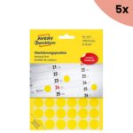 5x Avery etiket Zweckform 18mm rond blister 22 vel a 48 etiketjes geel