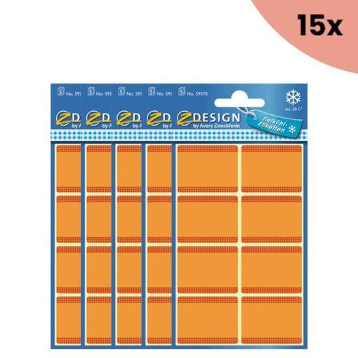 15x Avery diepvriesetiket Z-design Home 36x28mm 40 etiketten oranje