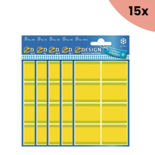 15x Avery diepvriesetiket Z-design Home 36x28mm 40 etiketten geel