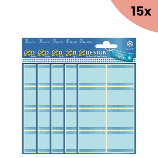 15x Avery diepvriesetiket Z-design Home 36x28mm 40 etiketten blauw