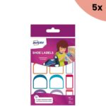 5x Etiket voor op schoenen Avery assorti, 24 etiketten