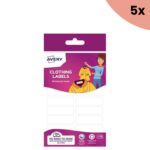 5x Etiket voor textiel Avery 36 stuks, wit. Family