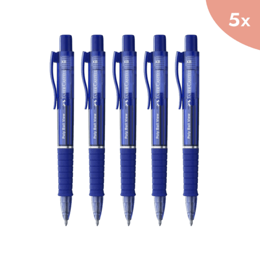 5x Faber Castell Balpen Faber-Castell Polyball View admiraal blauw