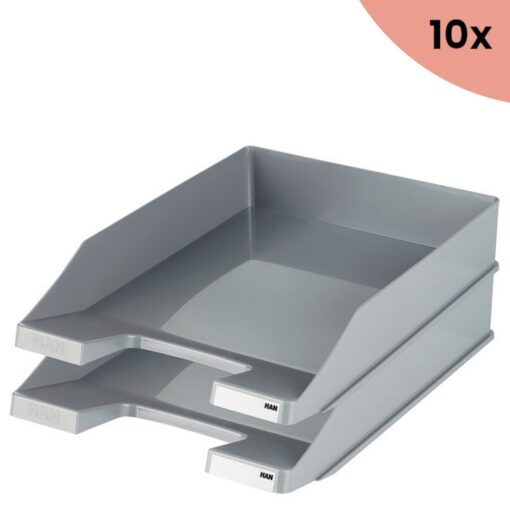 10x Brievenbak HAN A4 Standaard plastic donkergrijs