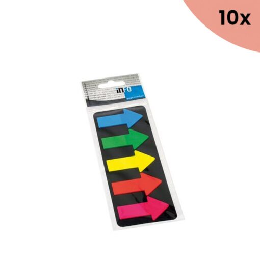 10x Info Notes Info Page Markers arrow film 25x45mm, 5 kleuren