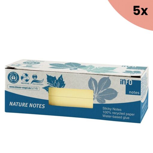 5x Info Notes info nature notes geel 50x40mm 12 blokken a 100 vel