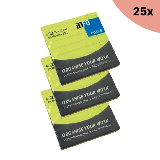 25x Info Notes 75x75mm fel groen blok a 80 vel gelinieerd