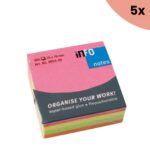 5x Info Notes 75x75mm assorti felle kleuren blok a 320 vel