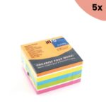 5x Info Notes 75x75mm assorti felle kleuren blok a 450 vel