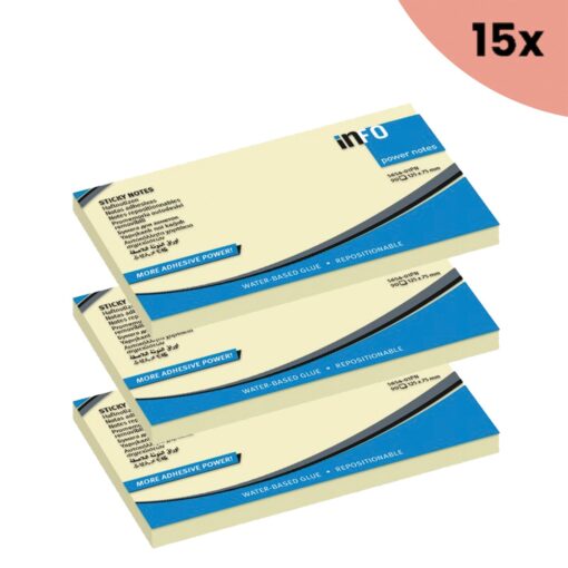 15x Powernotes info notes 125x75mm geel blok a 100 vel.