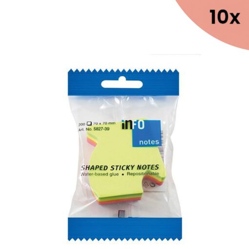 10x Info Notes info shaped sticky notes 67x68 'pijl' assorti 200 vel