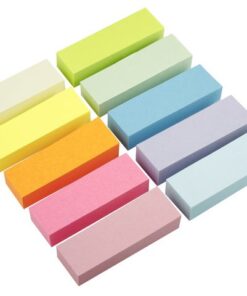 De pagina markers plakken op verschillende soorten papier en oppervlakken. Residuvrij verwijderbaar en verplaatsbaar. Afmeting is 10x15x50 mm. In 10 verschillende kleuren.