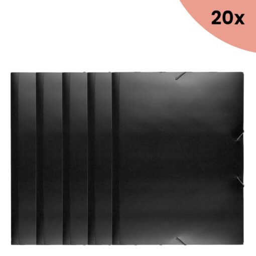 20x Kangaro KTC Elastomap Kangaro A4 PP volle kleur zwart