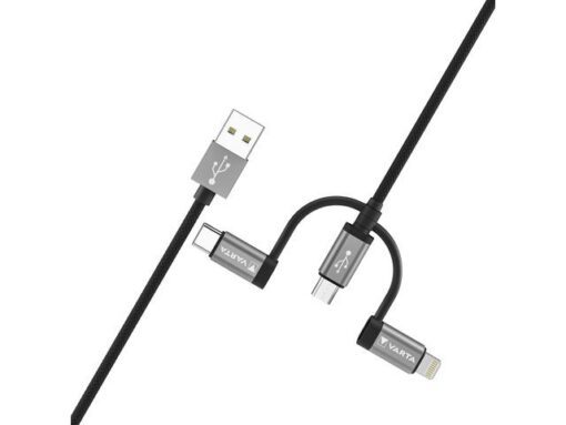 Oplaadkabel Varta 3 in 1 USB A naar USB C, lightning en     micro