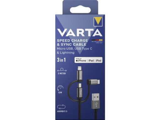 Oplaadkabel Varta 3 in 1 USB A naar USB C, lightning en     micro