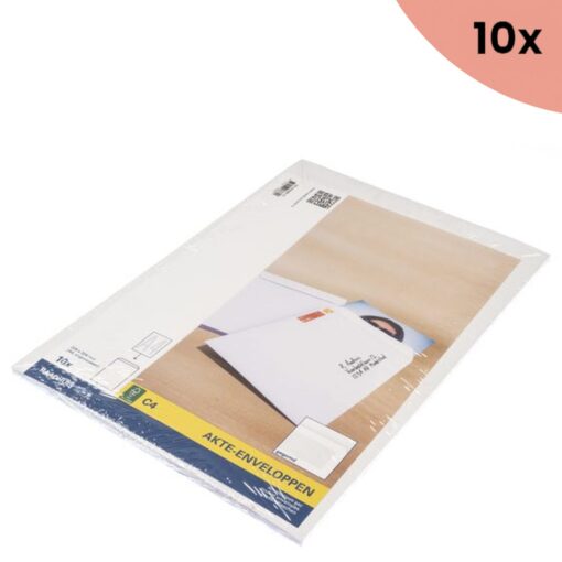 10x Akte envelop Raadhuis 229x324mm C4 wit gegomd krimp a 10 stuks