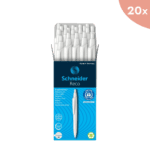 20x Balpen Schneider Reco wit, schrijfkleur: blauw