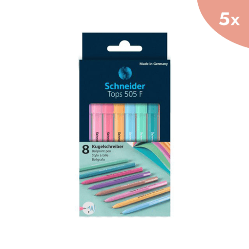 5x Balpen Schneider Tops 505 F set 8 stuks pastel, blauwschrijvend