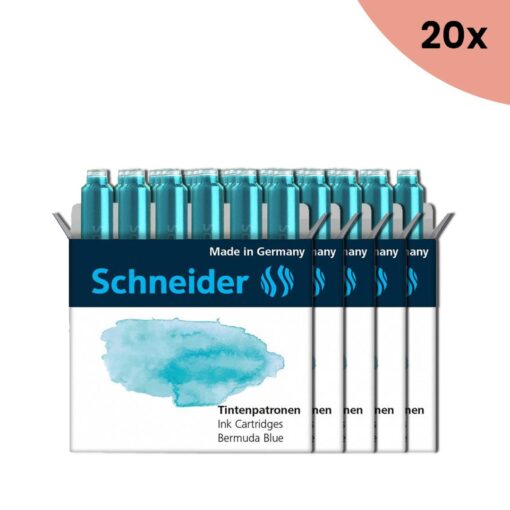20x Inktpatronen Schneider pastel IJs Blauw doos 6st.