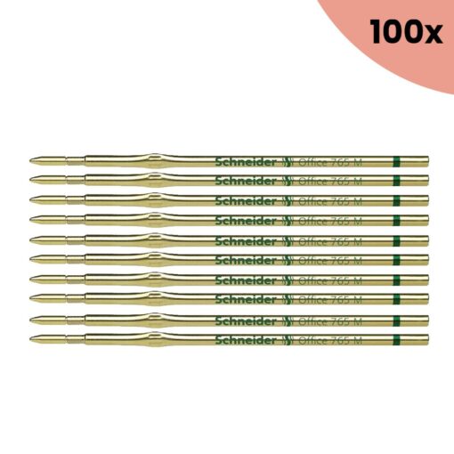 100x Balpenvulling Schneider Office 765 M groen