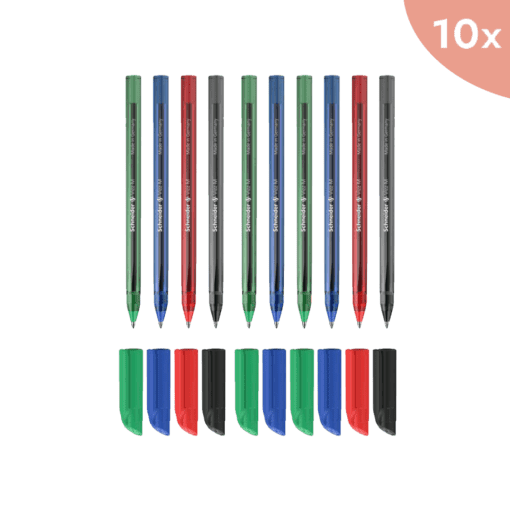 10x Balpen Schneider Vizz M blister a 4st. (zwart,rood, blauw,groen)