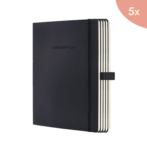 5x Sigel Notitieboekje Conceptum, A4 zwart punt-gelijnd softcover.