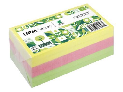 UPM notes 125x75 assorti pak 6x 100 vel geel, roze, groen