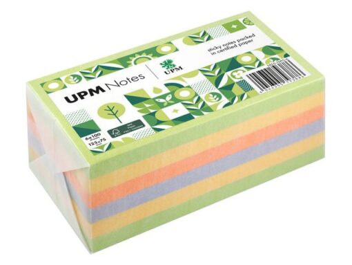 UPM notes 125x75 spring mix assorti pak 6x 100 vel groen,   geel, oranje, paars