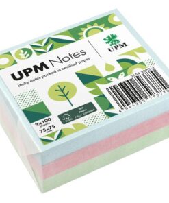 UPM notes 75x75 pastel assorti pak 3x 100 vel blauw, groen, roze