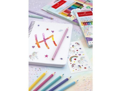 Faber Castell Kleurpotlood Faber-Castell Grip Unicorn 10 colour grip + 3  sparkle pastel kleurpotloden inclusief unicorn stickers