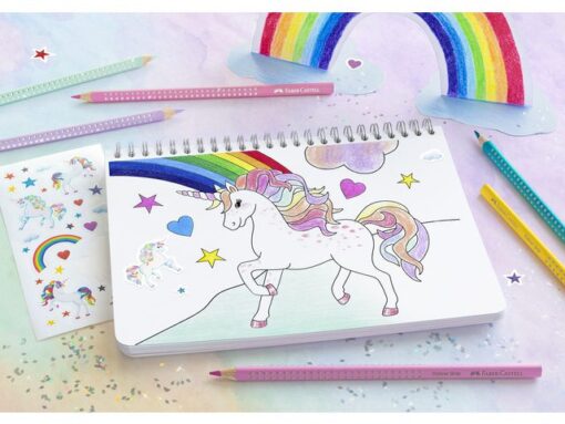Faber Castell Kleurpotlood Faber-Castell Grip Unicorn 18 colour grip + 6  sparkle pastel kleurpotloden inclusief unicorn stickers