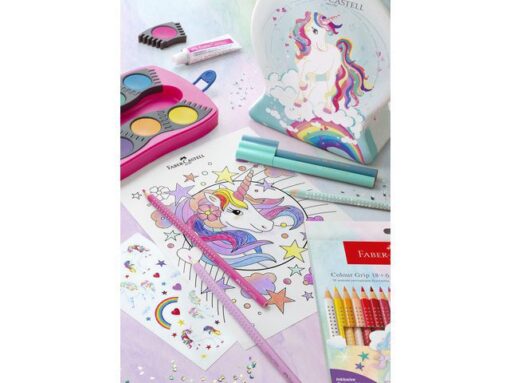 Faber Castell Kleurpotlood Faber-Castell Grip Unicorn 18 colour grip + 6  sparkle pastel kleurpotloden inclusief unicorn stickers