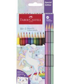 Kleurpotlood Faber-Castell Unicorn zeskantig 10 stuks       Kleuren+3 pastel kleuren in karton etui